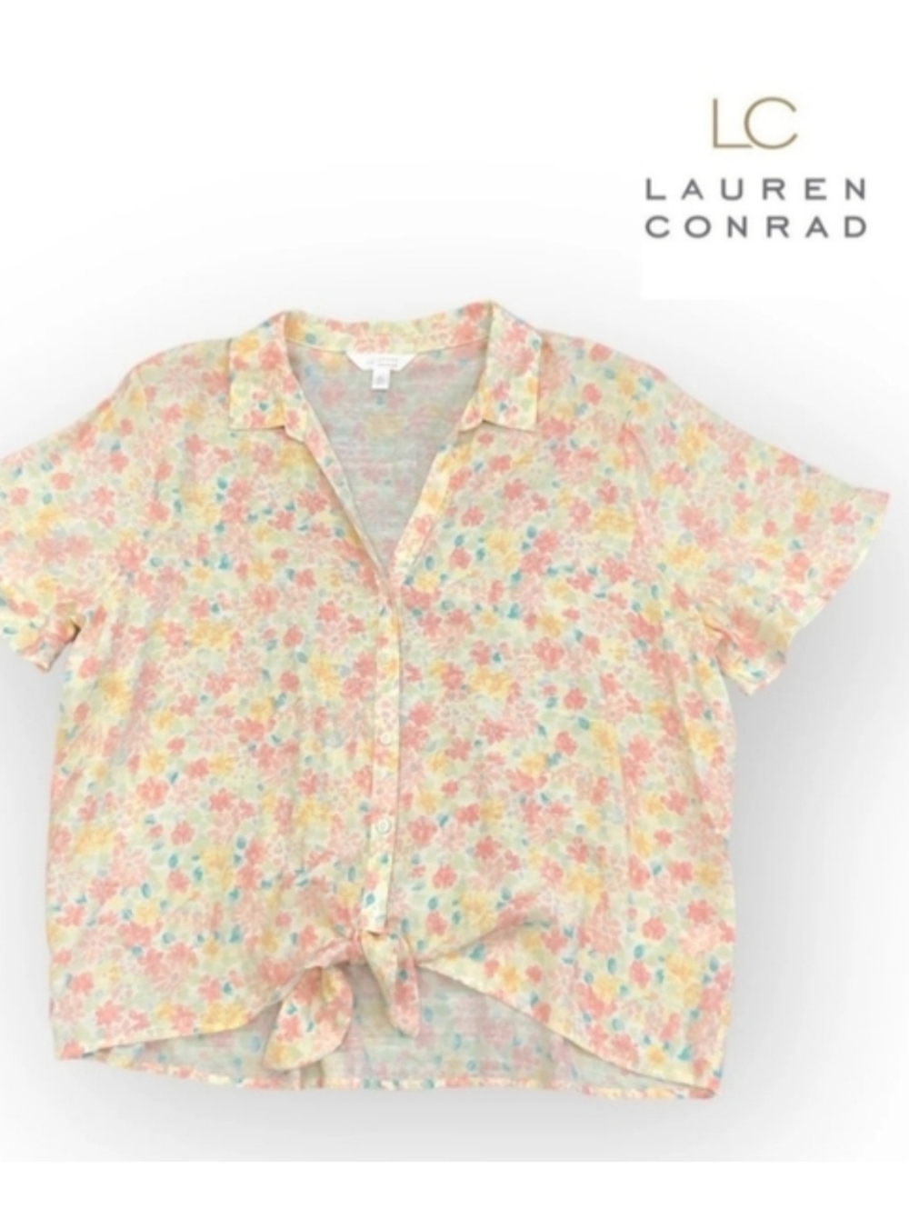 LC Lauren Conrad Pastel Colors Floral Top